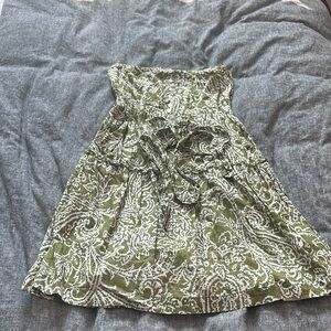 American Eagle Green Paisley Strapless Dress- Size 2